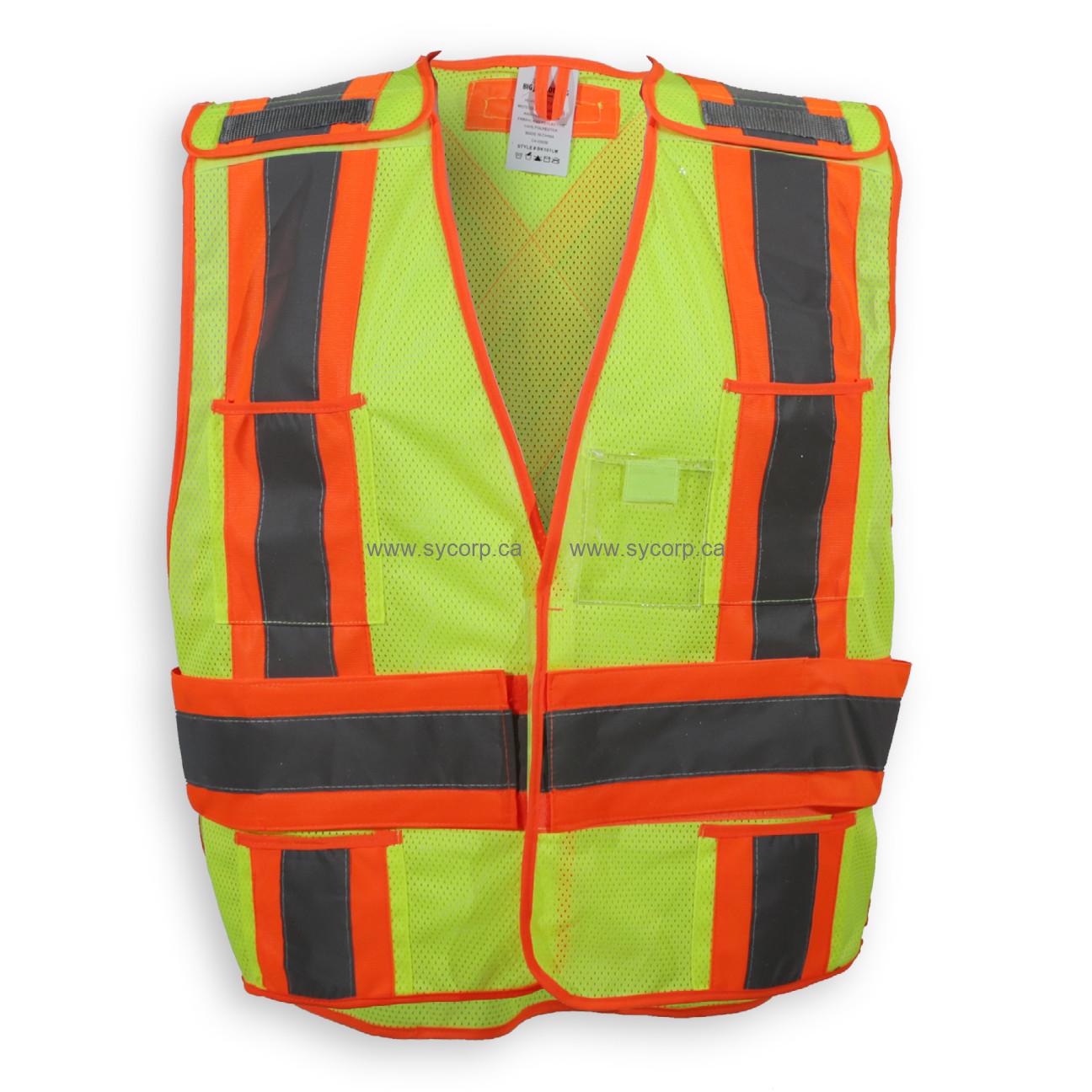 Big K Traffic Safety Vest, Lime Green, 100% Polyester, Soft Mesh