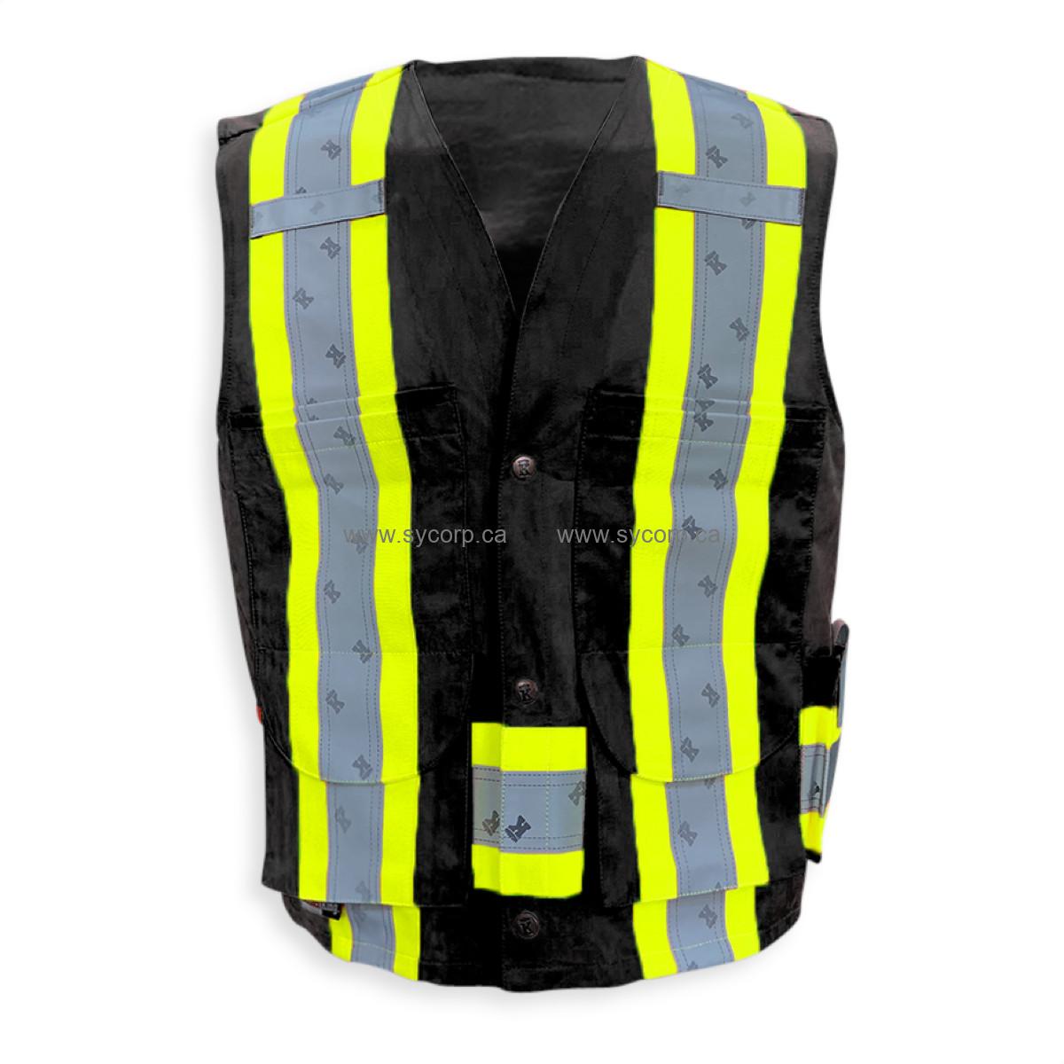 Big K BK222BLK 100% Cotton Black Supervisor Safety Vest, Black, Large  (BK222BLK-L)