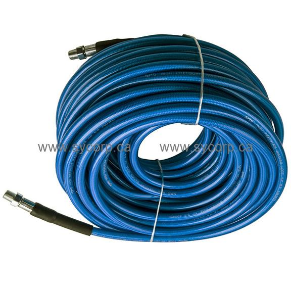 Carpet Cleaning Pressure Wash/Line Hose Assembly, 1/4 ID x 25 ft, 4000 PSI  Rating Power Washer Hose, Blue, AH170