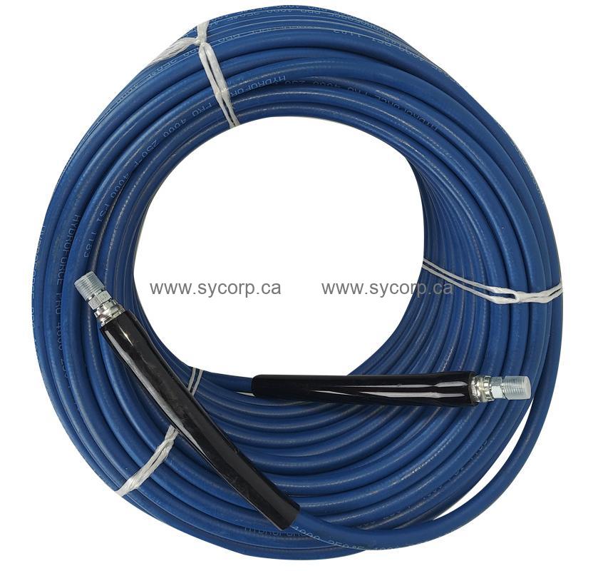 Hydro-Force Pro 4000 High Pressure Solution Hose, 150ft x 1/4, 4,000 PSI  and 250 F, Blue (102229 / 1629-0227)