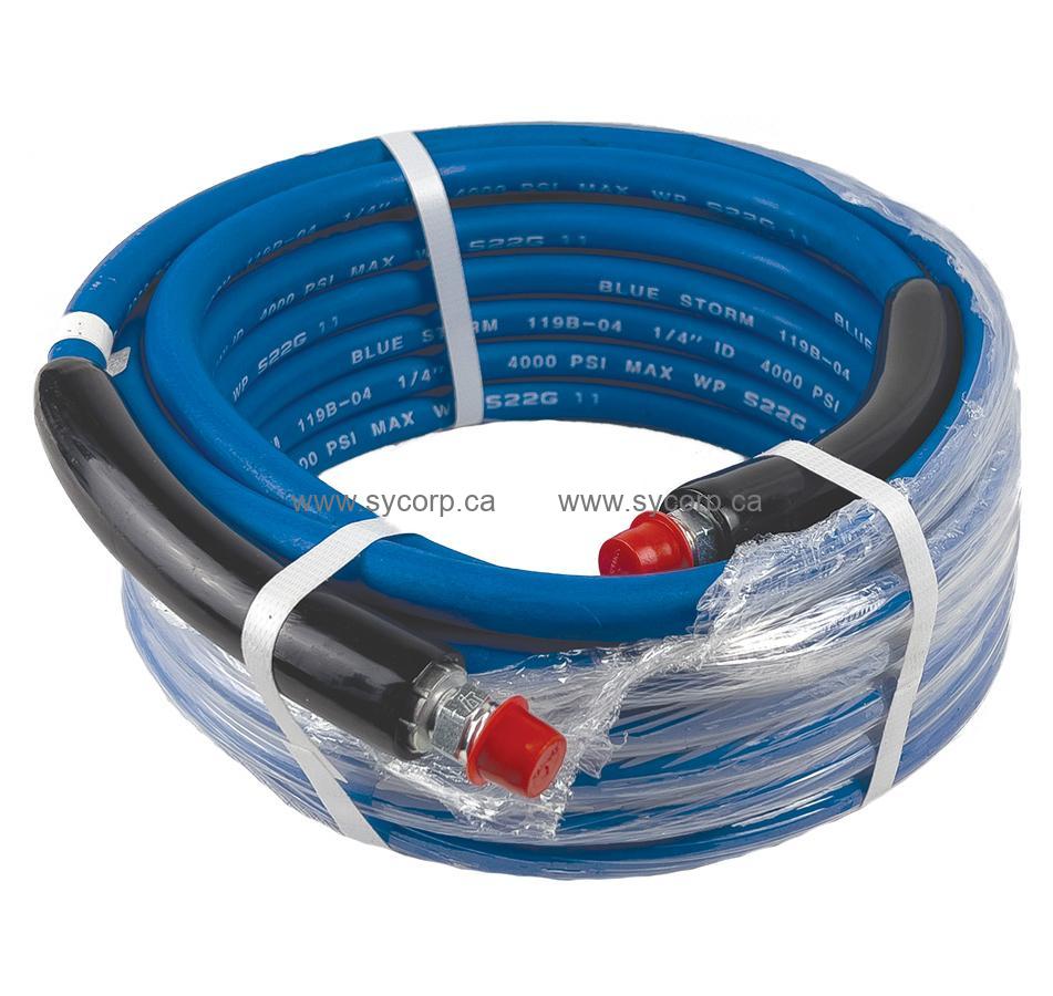 Carpet Cleaning Pressure Wash/Line Hose Assembly, 1/4 ID x 25 ft