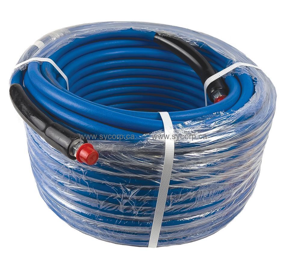 Carpet Cleaning Pressure Wash/Line Hose Assembly, 1/4 ID x 100 ft, 4000  PSI Rating Power Washer Hose, Blue, AH172